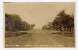 Main Street Looking West Mound Valley Kansas Real Photo Postcard Blank Back  - £21.83 GBP