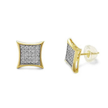 ADIRFINE 10K Solid Gold 9MM Square Micro Pave Cubic Zirconia Studs Earrings - $167.99