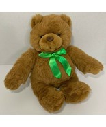 Metro Soft Toys UK Teddy Bear Plush brown green bow ribbon stuffed anima... - £12.37 GBP