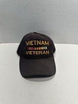 Vietnam Veteran with Ribbons Black Military Hat Baseball Cap Hat Vintage - £12.32 GBP