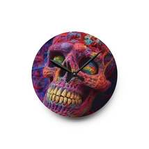 Crochet Skeleton Skull Halloween Horror Scary Style - Acrylic Wall Clock - £32.77 GBP+