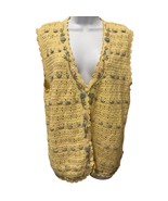 VTG Koret Francisca Sweater Vest Womens M/L Open Knit Button Front Sleeveless - $33.24
