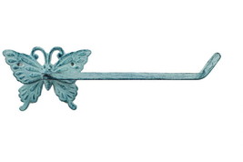 [Pack Of 2] Rustic Dark Blue Whitewashed Cast Iron Butterfly Toilet Paper Holder - £49.20 GBP
