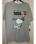 NWT MENS PEANUTS SNOOPY &amp; WOODSTOCK 2016 OLYMPICS NOVELTY GRAY T-SHIRT S... - €20,26 EUR