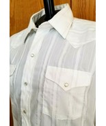 Panhandle Slim Western Shirt White Metallic Silver Stripe Pearl Snaps Si... - $300.63 MXN