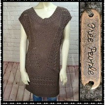 Free People Tunic Sweater S/P Brown V Neck Sleeveless Knit Casual - £16.26 GBP