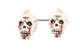 Vintage Skull Pierced Earrings Goth Halloween NOS Russ Berrie - $13.09