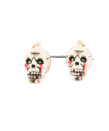 Vintage Skull Pierced Earrings Goth Halloween NOS Russ Berrie - £10.37 GBP
