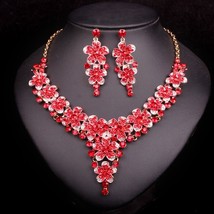 Fashion Rhinestone Bridal Jewelry Sets Party Wedding Costume Earrings Necklace S - £21.84 GBP