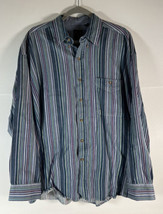 Vintage Haggar Casuals Long Sleeve Button Down Striped Dress Shirt Sz XL... - £11.73 GBP