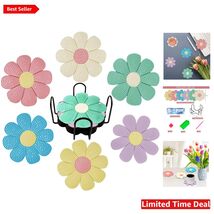 Craft Your Own 6 Piece Diamond Painting Coaster Set - Vibrant and Fun DI... - $28.66