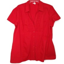 Motherhood Maternity Size XL Blouse Button Front Short Sleeve Solid Red - £10.23 GBP