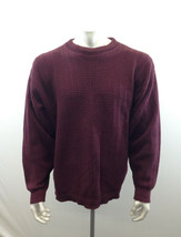 Bill Blass Men&#39;s Wear Large Solid Red Long Sleeve Cotton Knit Sweater - $15.83