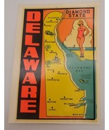 Delaware Diamond State Pin Up Girl Vintage Original Travel Water Transfe... - €19,60 EUR
