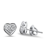 10K White Gold .10 Ct Heart Shaped Diamond Stud Earrings - $307.74 CAD