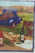 Square Glass Cutting Board/Trivet, app. 8&quot; WINE &amp; GRAPES,BLUE TRUCK W/BA... - £10.27 GBP