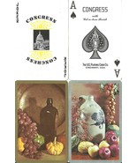 Vintage CONGRESS PLAYING CARDS Wine Grapes Flowers Painting 2 cell-u-ton... - $34.91 CAD