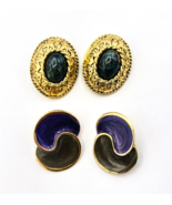 Lot Of Two Vintage 80s Gold Tone Chunky Clip On Earrings - $38.03 CAD