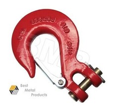 (4) 3/8“ SLIP HOOK w/LATCH LIFT TRANSPORT FLATBED TRUCK TIE DOWN WRECKER... - £29.54 GBP