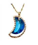 Haowuliao Moon Necklace Women 17x28mm Gold Cable Chain Casual Space - $182.68 MXN