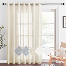 Extra Wide Nicetown Sliding Door Curtains, Grommet Semi Sheer Linen, 1 Panel - $41.99