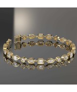 18K Gold Lab Diamond Tennis Bracelet Silver Anniversary Women Wedding Mo... - $381.59 CAD+