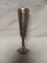 VINTAGE Etched Silver-plate Over Brass Cordial Cup Flute World Gift ZY India 5&quot; - £8.10 GBP