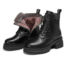 Size 35-43 New Genuine Leather Boots Women Nature Snow Boots Thick Bottom Lace U - £102.39 GBP