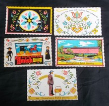 5 Self Stick Amish Postcards PA Dutch Covered Bridge Distelfink for Cars... - £17.54 GBP