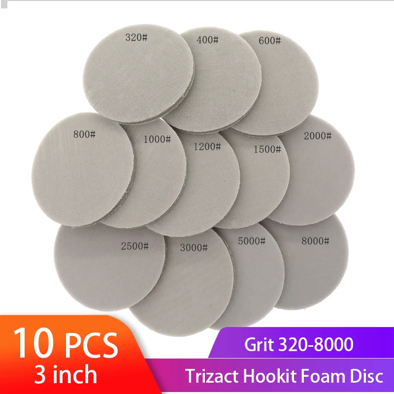 3&quot; 75mm Trizact Hookit Foam Disc Wet &amp; Dry Spong Sandpaper Disc 320-8000 Grit Po - $213.12