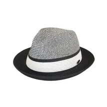 Men's Bently Semi Crushable Fedora Briad Straw Hat Dante DA221 Black White image 2