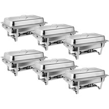 6 Pack Of 8 Quart Stainless Steel Rectangular Chafing Dish Full Size New - £207.69 GBP