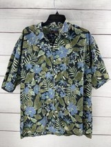 Tori Richard Men’s Black Blue Green Hibiscus Floral Leaf Hawaiian Shirt ... - £14.04 GBP