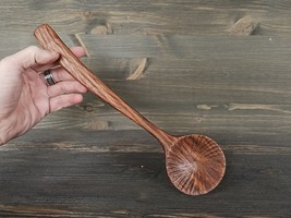 Unique handcrafted walnut serving spoon Chiseled cooking wooden spoon  - £43.10 GBP