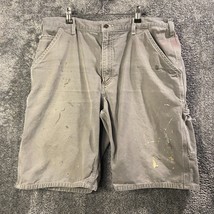 Carhartt Shorts Mens 36W Grey Worn Stained Paint Splatter B278 CHR Disco... - £5.79 GBP