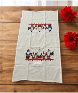NWT Flour Sack Kitchen Towel Santas Gnomes Trees Christmas Vintage Rushd... - €11,04 EUR