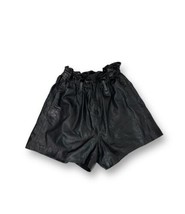 All Saints Erica Black Leather Short Paperbag Waist AllSaints Mini Shorts Sz 10 - £64.54 GBP