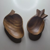 Wooden Monkey Pod Bowls Trinket Dishes Small Pineapple Fruit Vintage Tray - $13.10