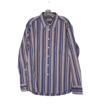 Robert Graham Long Sleeve Button Down Shirt Blue &amp; Gray Vertical Striped Mens XL - £16.55 GBP