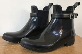 Marc Fisher Black Shiny Rubber Rain Paddock Boots Shoes Womens 6M MFRain... - $29.69