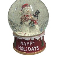 Christmas Snowman Happy Holidays Snow Water Globe 5&quot; Glitter Sparkle Dec... - £13.49 GBP