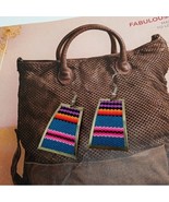 Western Cowgirl Wool &amp; Alpaca Silver Set Earrings Boho Aztec Pattern Han... - $450.91 MXN