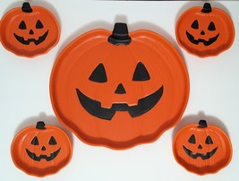 NEW 5 Piece Halloween Jack O Lantern Serving Set 1 Platter and 4 Appetiz... - £111.90 GBP