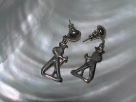 Vintage Silvertone Dancing Man Dangle Post Earrings for Pierced Ears – 1 and 3/8 - £6.75 GBP