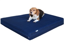 Durable Denim Waterproof Memory Foam Pet Bed For Medium Large Dog 37&quot;X27&quot;X4&quot; - £109.81 GBP