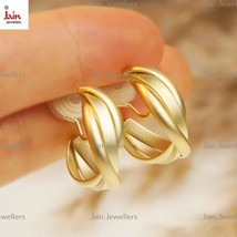 22 Kt Real Solid Gold Bold Chunky Twisted Matte Coil Back Stud Earrings 18 MM - £1,987.63 GBP