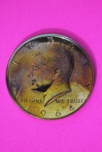 Rainbow Toned 1964 Accented Hair John F Kennedy Proof Half Dollar Exact Coin 16 - £62.54 GBP