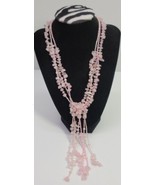 Rose Quartz Stone Beaded Necklace Vtg Ladies Boho Fashion Beautiful Laye... - £18.97 GBP