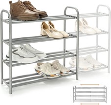 Gurkkst 4 Tier Extendable Long Shoe Rack For Closet Shoe Organiser Strong, 5 Cm. - £41.50 GBP