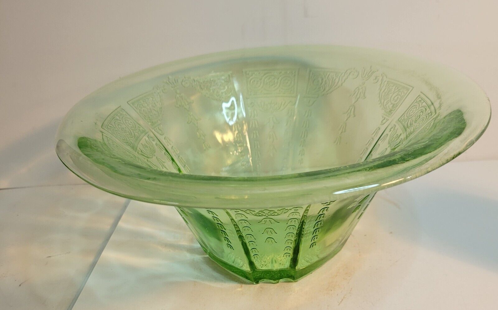 Anchor Hocking Princess Pattern Green Uranium Hat-Shaped Bowl - $45.00